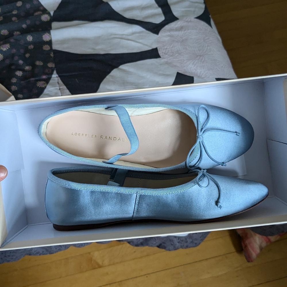 Loeffler Randall Leonie Blue Satin Flats